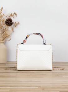 Mini Scarf Trang trí túi vuông Chuỗi khóa xoắn - trắng - Xem 3