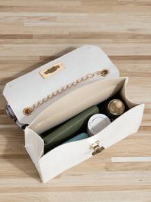 Mini Scarf Trang trí túi vuông Chuỗi khóa xoắn - trắng - Xem 4