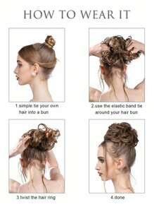 Short Curly Synthetic Hair Updo - Beige - View 3