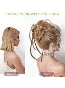 Short Curly Synthetic Hair Updo - Beige - View 4