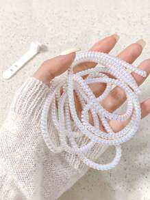 1PC 1.5M Hình Ba Chiều Bọc Bảo Vệ Cáp Dữ Liệu & 1PC Cáp Dữ Liệu Lưu Trữ Buộc - trắng - Xem 3