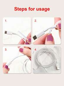 1PC 1.5M Hình Ba Chiều Bọc Bảo Vệ Cáp Dữ Liệu & 1PC Cáp Dữ Liệu Lưu Trữ Buộc - trắng - Xem 4