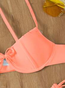 有鋼圈T型夏季海灘比基尼套裝 - 珊瑚橙 - 查看 3
