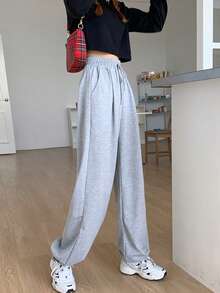 雜灰色抽繩衛褲 - 淺灰色 - 查看 3
