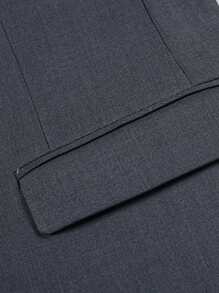 CLOUDSTYLE Men Flap Detail Blazer & Trousers Suit Set - Dark Grey - View 6