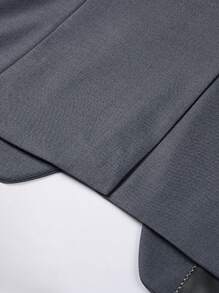 CLOUDSTYLE Men Flap Detail Blazer & Trousers Suit Set - Dark Grey - View 8
