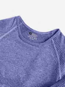 Yoga Basic 4pcs Seamless Raglan Sleeve Wide Waistband Sports Set - Purple - View 5