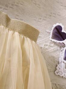 Toddler Girls Layer Mesh Overlay Skirt - Apricot - View 4