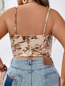 Celure Camiseta con estampado floral para talla grande y gráfica para mujeres - Albaricoque - Ver 2