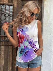 SHEIN LUNE Áo khoác và áo lót dành cho xe tăng nữ Hoa Giải trí - Nhiều màu - Xem 3