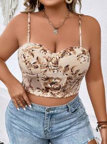 Celure Camiseta con estampado floral para talla grande y gráfica para mujeres - Albaricoque - Ver 4