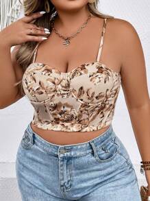 Celure Camiseta con estampado floral para talla grande y gráfica para mujeres - Albaricoque - Ver 5