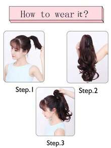 Phần mở rộng tóc tổng hợp đuôi ngựa sóng cơ thể dài - màu đen - Xem 6