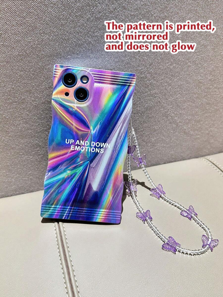 字母圖案鏡面手機殼附帶繩子 - 彩色 - 查看 1