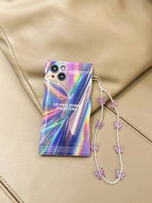 字母圖案鏡面手機殼附帶繩子 - 彩色 - 查看 2