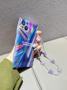 字母圖案鏡面手機殼附帶繩子 - 彩色 - 查看 4