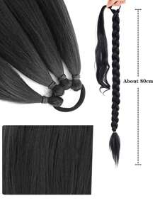Phần mở rộng tóc tổng hợp đuôi ngựa bện dài thêm - màu đen - Xem 3