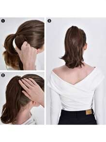 Nối tóc tổng hợp ngắn xoăn đuôi ngựa - màu nâu - Xem 6