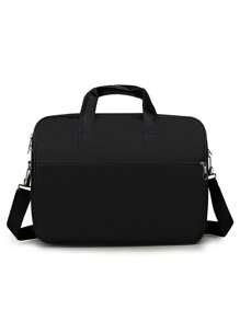 Maletín de mano para ordenador portátil de gran capacidad para hombre, regalo para padre - Negro - Ver 2