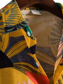 男士热带印花纽扣夏威夷衬衫 - 彩色 - 查看 5