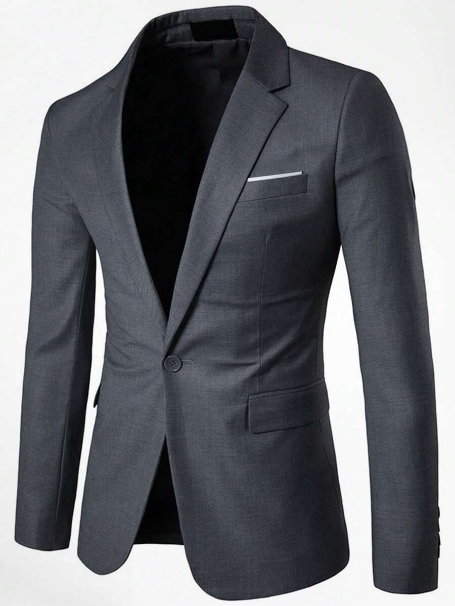 CLOUDSTYLE Hombres Blazer con botón - Gris Oscuro - Ver 1