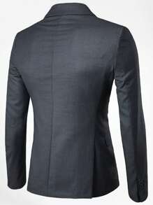 CLOUDSTYLE Hombres Blazer con botón - Gris Oscuro - Ver 2
