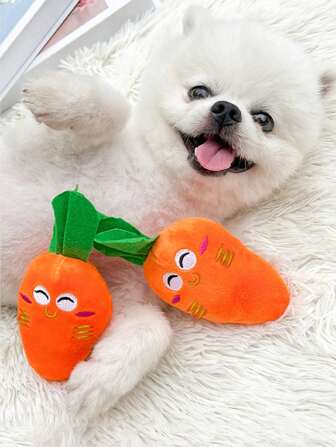 1pc Plush Carrot Chew Toy With Sound For Dogs, For Pet Only