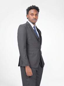 CLOUDSTYLE Hombres Blazer con botón - Gris Oscuro - Ver 6