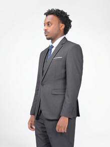 CLOUDSTYLE Hombres Blazer con botón - Gris Oscuro - Ver 7