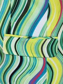 Hombres Blazer de rayas de onda con botón - Verde - Ver 4