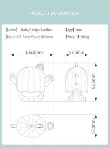 KUNT Bebé Mordedor con diseño de cactus de silicona - Amarillo - Ver 3