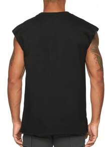 Men Solid Tank Top - Black - View 2