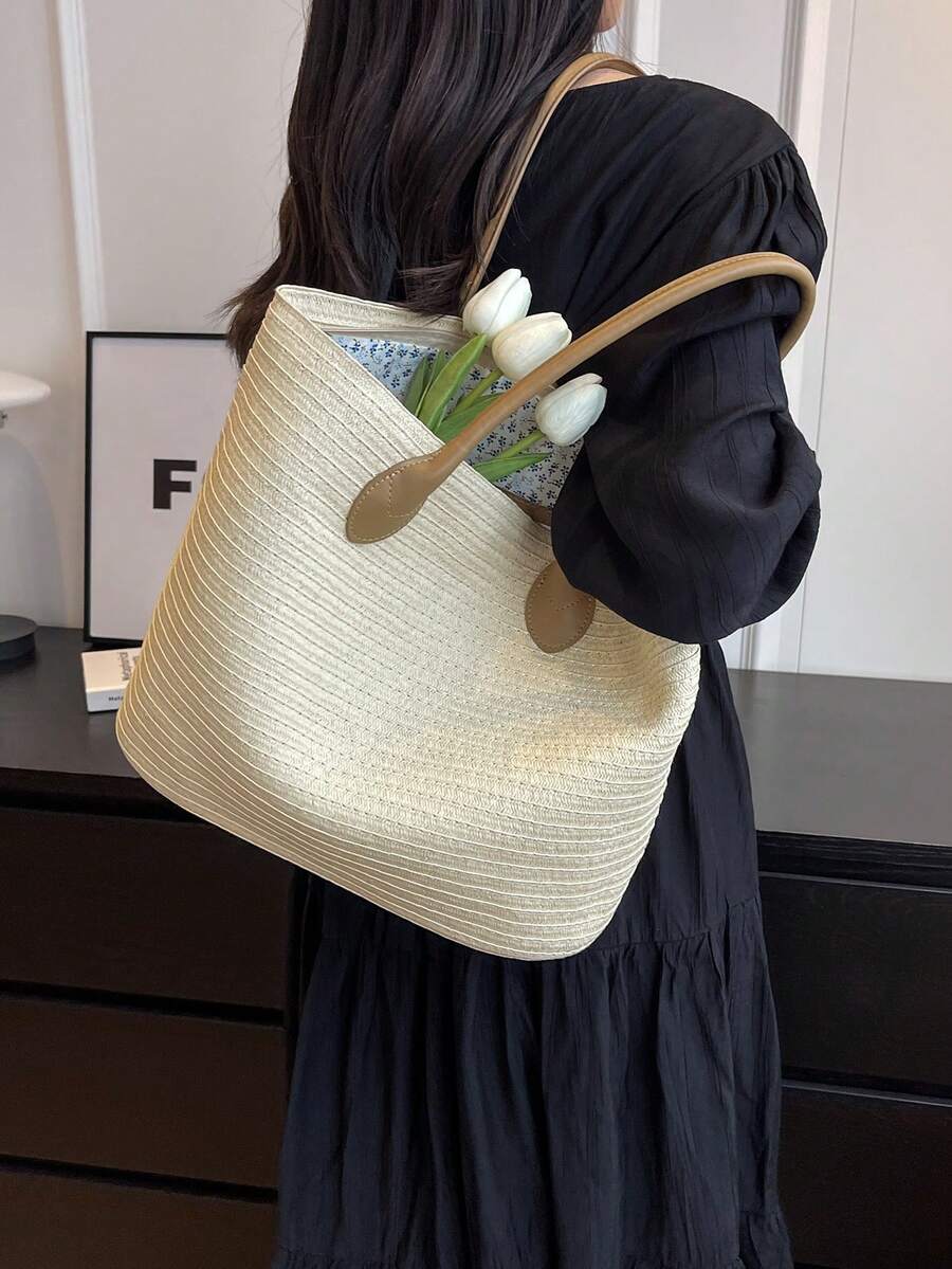 女性時尚休閒草帽沙灘包