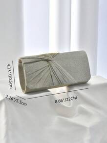 金屬亮絲抽褶細節鏈條信封包,完美新娘錢包適合婚禮,舞會和派對活動 - 香檳色 - 查看 3