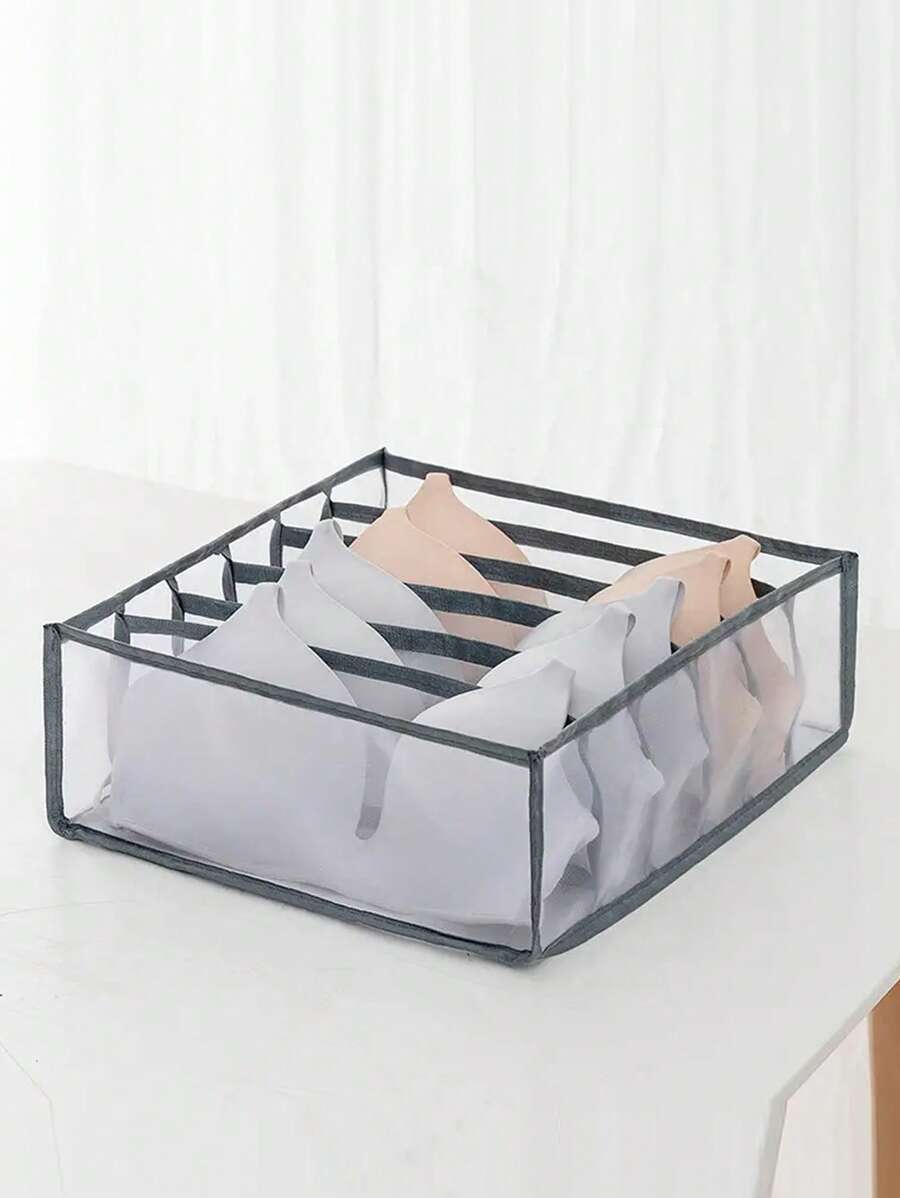 6 Grids Drawer Organizer Cloth Storage Bag For Home - Grey - View 1