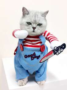 1pc Cowboy Shaped Pet Costume For Dog And Cat For Special Event Halloween Halloween Costumes - Multicolor - View 1