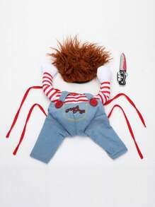 1pc Cowboy Shaped Pet Costume For Dog And Cat For Special Event Halloween Halloween Costumes - Multicolor - View 2