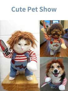 1pc Cowboy Shaped Pet Costume For Dog And Cat For Special Event Halloween Halloween Costumes - Multicolor - View 3