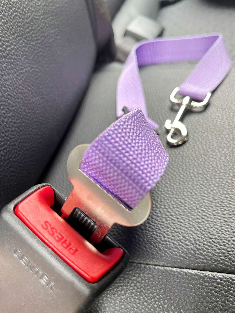 1入組素色寵物汽車安全帶適用於小狗和貓 - 紫色 - 查看 1