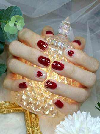 1sheet Cute Colorblock Heart Nail Art Sticker & 1pc Nail File, Manicure Kits For Women Girls Nail Stickers DIY