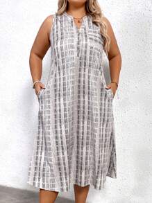 SHEIN LUNE 大碼紮染隱藏口袋背心連衣裙 - 彩色 - 查看 2