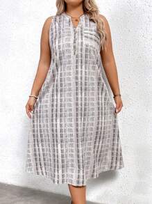 SHEIN LUNE 大碼紮染隱藏口袋背心連衣裙 - 彩色 - 查看 4