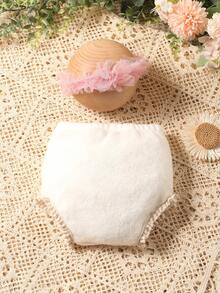 Newborn Photography Floral Appliques Shorts & Headband Prop - Multicolor - View 6