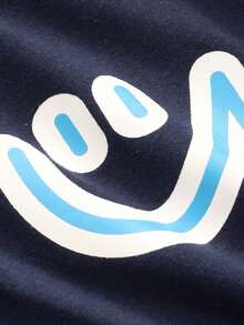 DAZY Cartoon Graphic Drop Shoulder Lounge Dress - Navy Blue - View 5