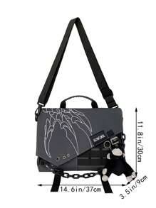 Chain & Buckle Decor Messenger Bag Large Capacity Crossbody Bag Shoulder Bag High School Students University For Travel, College, Commute For Books Multi-Functional Men Bag School Bag Student Bag Book Bag Gifts Laptop Winter Multi-Functional Outdoor Vacation Travel Essentials Holiday Essentials Bag For Men Camping Sling Bag For Men Bags Summer Back To School Spring School Supplies