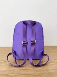 ZAOSHANGHAO Letter Patch Detail Classic Backpack Màu tím Preppy - Màu tím - Xem 2