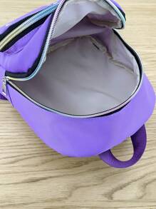 ZAOSHANGHAO Letter Patch Detail Classic Backpack Màu tím Preppy - Màu tím - Xem 4