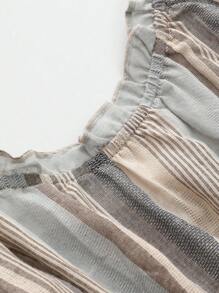 DAZY Vestido de pijama de tirantes con volantes y estampado de rayas