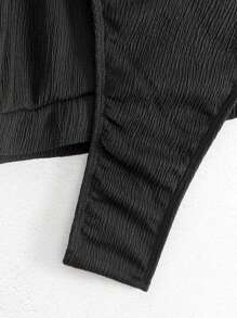 SHEIN Swim Summer Beach Solid Tie Front Bikini Bottom - Black - View 5