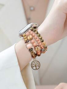 1pc Tree Pendant Beaded Watchband Compatible With Apple Watch - Multicolor - View 2